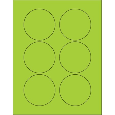 Bondad 3 in. Fluorescent Green Circle Laser Labels, 6PK BO2821301